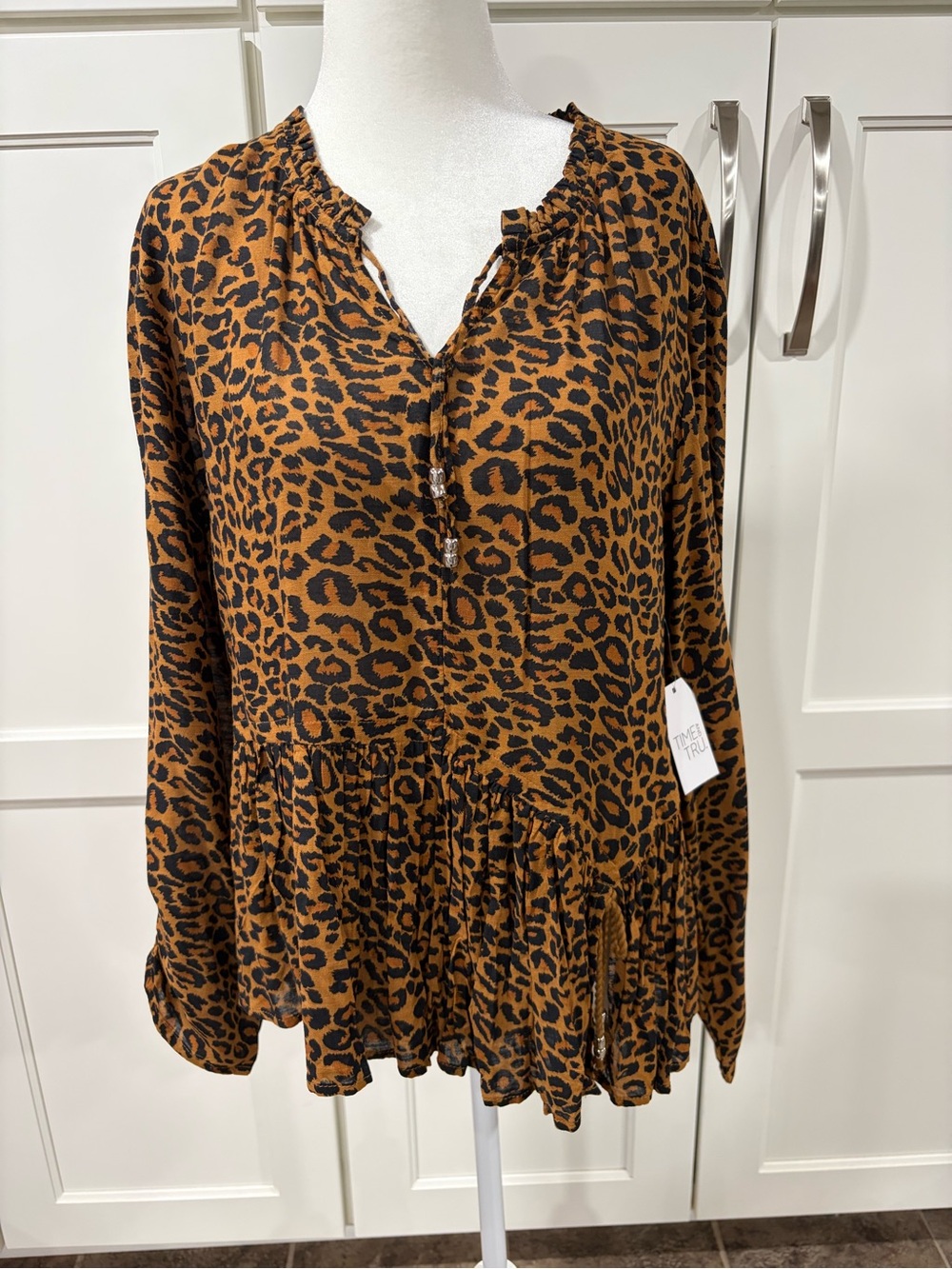 Time and Tru Leopard Print Tunic - Brown and Black